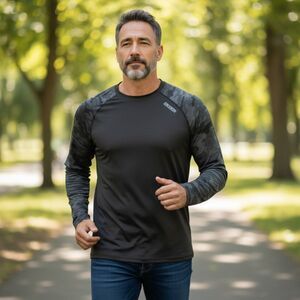 DRSKIN Mens Shirt Black and Camouflage Long Sleeve Compression XXXL